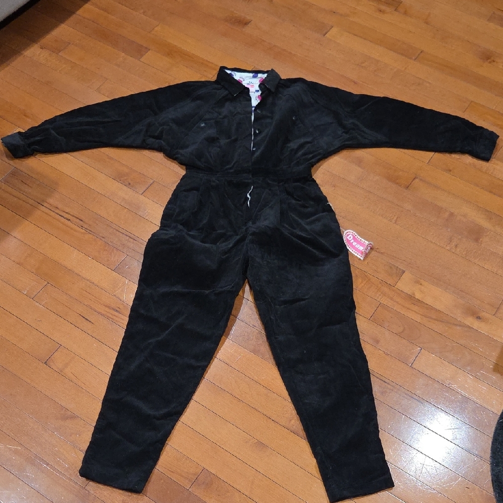 Dreamsicle 80's Chic Black Cordoroy Jumpsuit